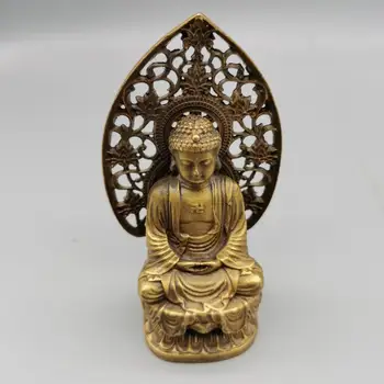 ČÍNA antique brass fengshui buddha malé Socha Kovové remesiel domáce dekorácie socha
