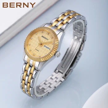 Ženské Mechanické Hodinky Automatické Navíjanie Luxusné Náramkové hodinky Golden Lady Zafírové Sklo Nepremokavé Business Hodinky Montre Femme