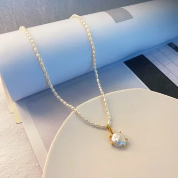 Ženy baroková perla neckalce s prívesok perla real pozlátené šperky