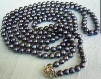 Ženy Šperky 6-7mm čiernej farby pearl 117cm 46